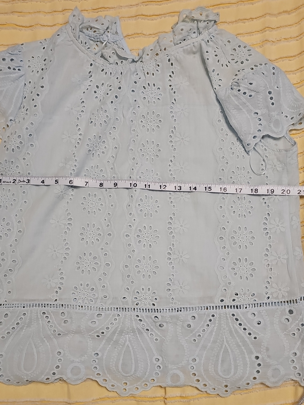 Adiva Pale Blue Eyelet Blouse - Picture 11 of 12